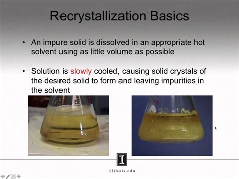 The mixture that results is heated until the solids dissolve. . How to recrystallize with ethanol